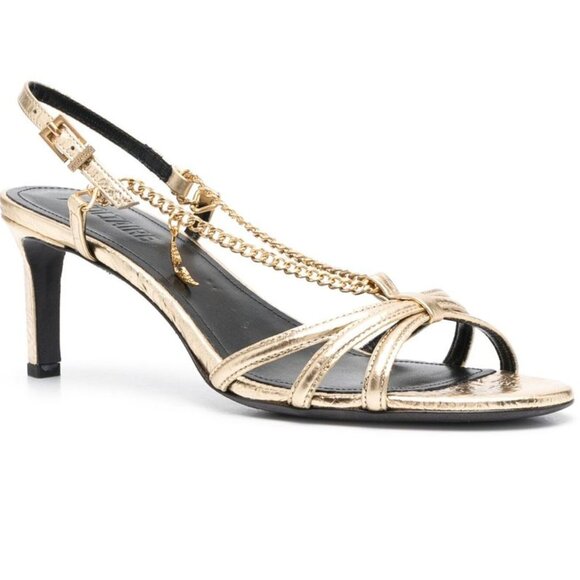 Zadig & Voltaire Sleepless Sandals Gold Foil Heel New in Box - Picture 1 of 12